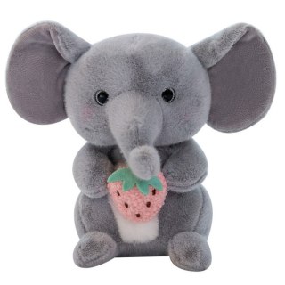 Pluszowa Maskotka Przytulanka Słoń Z Truskawką Szary 23cm