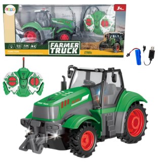 TRAKTOR ROLNICZY ZDALNIE STEROWANY CIĄGNIK RC 1:24 ŚWIATŁA AKUMULATOR PILOT