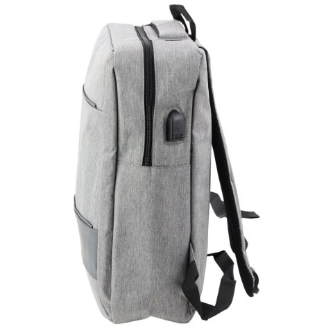 Plecak Miejski Biznesowy USB Przegroda Środkowa Szary 14L 40cm Plecak Miejski Biznesowy USB Przegroda Środkowa Szary 14L 40cm