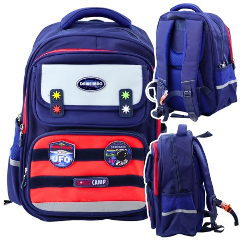 Plecak Szkolny Dziecięcy Pas Piersiowy Granatowo Czerwony Kosmos 20L 38cm Plecak Szkolny Dziecięcy Pas Piersiowy Granatowo Czerwony Kosmos 20L 38cm