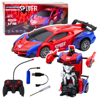 SAMOCHÓD ROBOT ZDALNIE STEROWANY AUTO RC SPIDER 2W1 ŚWIATŁA DŹWIĘKI AKUMULATOR