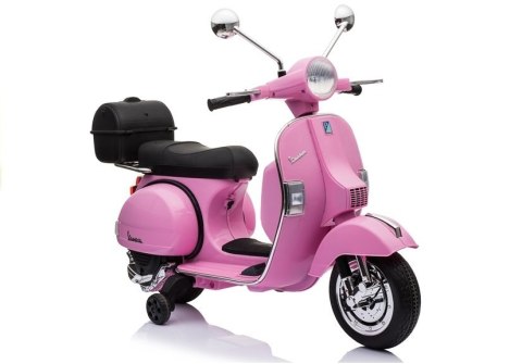 SKUTER MOTOR NA AKUMULATOR DLA DZIECKA VESPA 2X45W KOŁA EVA SKÓRA LED MP3
