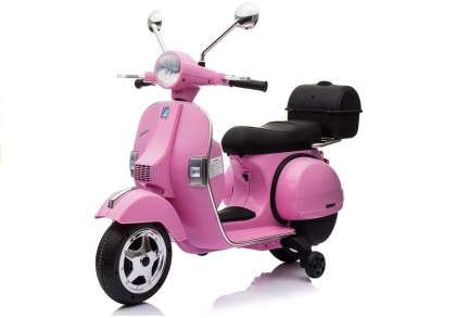 SKUTER MOTOR NA AKUMULATOR DLA DZIECKA VESPA 2X45W KOŁA EVA SKÓRA LED MP3