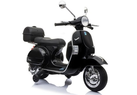 SKUTER MOTOR NA AKUMULATOR DLA DZIECKA VESPA 2X45W KOŁA EVA SKÓRA LED MP3