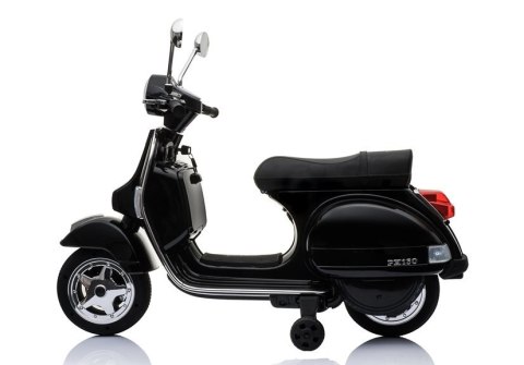 SKUTER MOTOR NA AKUMULATOR DLA DZIECKA VESPA 2X45W KOŁA EVA SKÓRA LED MP3