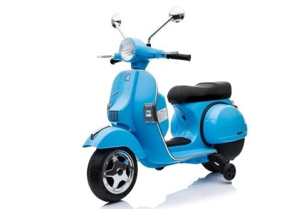 SKUTER MOTOR NA AKUMULATOR DLA DZIECKA VESPA 2X45W KOŁA EVA SKÓRA LED MP3