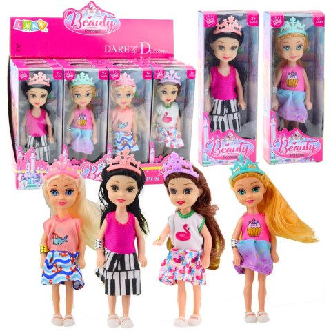 Mini Laleczka Księżniczka Z Koroną Kolorowa Sukienka 14cm Mix Mini Laleczka Księżniczka Z Koroną Kolorowa Sukienka 14cm Mix