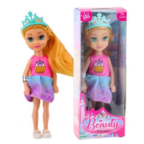 Mini Laleczka Księżniczka Z Koroną Kolorowa Sukienka 14cm Mix Mini Laleczka Księżniczka Z Koroną Kolorowa Sukienka 14cm Mix