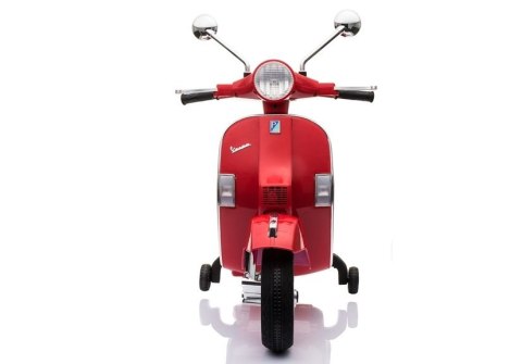 SKUTER MOTOR NA AKUMULATOR DLA DZIECKA VESPA 2X45W KOŁA EVA SKÓRA LED MP3