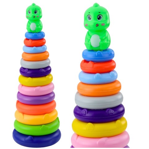Wieża Piramidka Dinozaur Kolorowa 13 Kółek 45 x 15,5 x 15,5 cm Wieża Piramidka Dinozaur Kolorowa 13 Kółek 45 x 15,5 x 15,5 cm