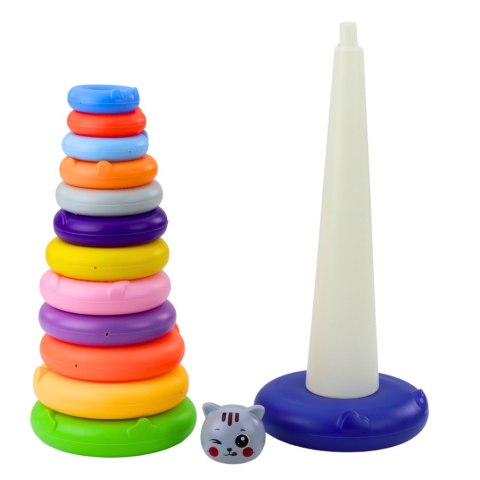 Wieża Piramidka Kotek Szary Kolorowa 13 Kółek 41 x 15,5 x 15,5 cm Wieża Piramidka Kotek Szary Kolorowa 13 Kółek 41 x 15,5 x 15,5 cm