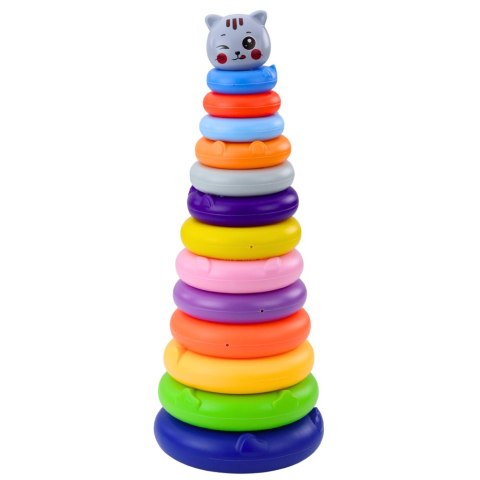 Wieża Piramidka Kotek Szary Kolorowa 13 Kółek 41 x 15,5 x 15,5 cm Wieża Piramidka Kotek Szary Kolorowa 13 Kółek 41 x 15,5 x 15,5 cm