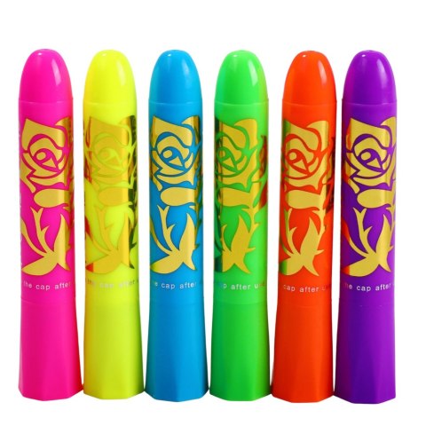 Zestaw Do Malowania Twarzy Pisaki Kredki Neonowe UV Fluorescencyjne 6szt Zestaw Do Malowania Twarzy Pisaki Kredki Neonowe UV Fluorescencyjne 6szt