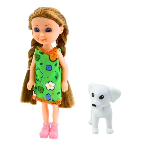 Zestaw Mini Laleczka W Sukience Z Pieskiem 14,5cm Mix Zestaw Mini Laleczka W Sukience Z Pieskiem 14,5cm Mix