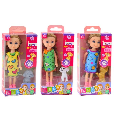 Zestaw Mini Laleczka W Sukience Z Pieskiem 14,5cm Mix Zestaw Mini Laleczka W Sukience Z Pieskiem 14,5cm Mix