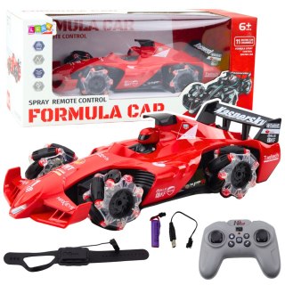 Auto Sportowe Wyścigówka Zdalnie Sterowana RC Efekt Dymu 2.4G Czerwona