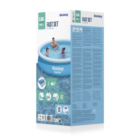 BASEN ROZPOROWY DMUCHANY 366X76CM 5377L BESTWAY FAST SET ZESTAW POMPA FILTR BASEN ROZPOROWY DMUCHANY 366X76CM 5377L BESTWAY FAST SET ZESTAW POMPA FILTR