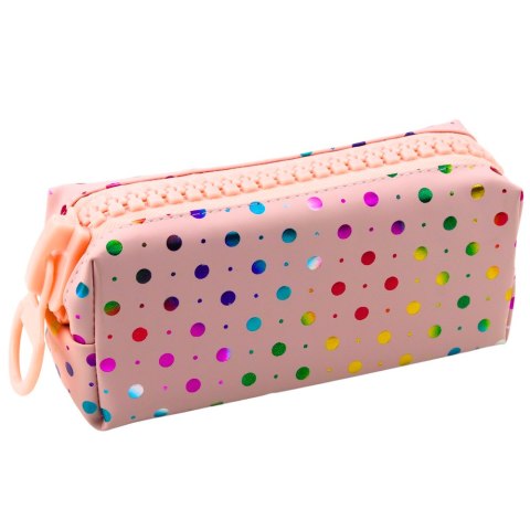 Piórnik Szkolny Organizer W Kolorowe Kropki Duży Suwak Różowy 21x8cm Piórnik Szkolny Organizer W Kolorowe Kropki Duży Suwak Różowy 21x8cm