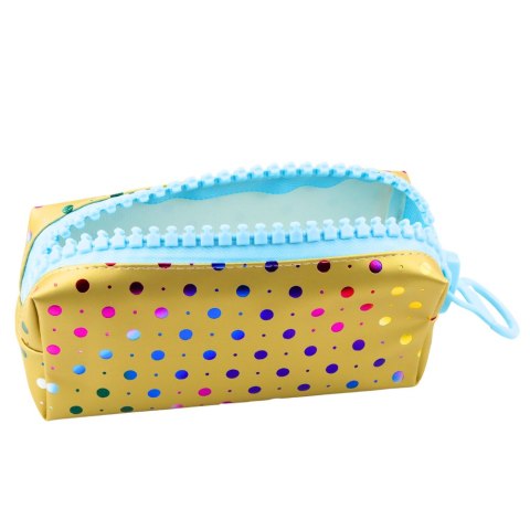 Piórnik Szkolny Organizer W Kolorowe Kropki Duży Suwak Złoty 21x8cm Piórnik Szkolny Organizer W Kolorowe Kropki Duży Suwak Złoty 21x8cm