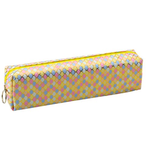 Piórnik Szkolny Organizer Wzór Łusek Syrenich Kolorowy Żółty 21x6cm Piórnik Szkolny Organizer Wzór Łusek Syrenich Kolorowy Żółty 21x6cm