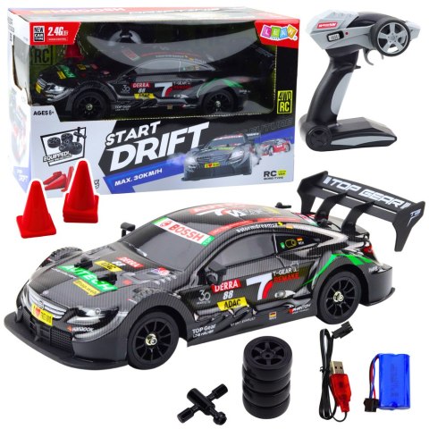SAMOCHÓD ZDALNIE STEROWANY WYŚCIGOWE AUTO RC DRIFT 1:16 30KM/H LED PILOT 2.4G AKUMULATOR