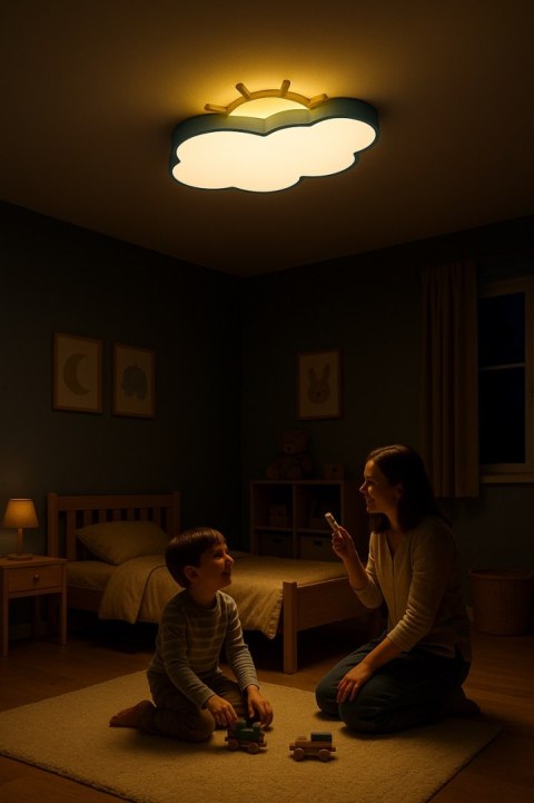 LAMPA LED CHMURKA SUFITOWA PLAFON DO POKOJU DZIECKA ŚCIEMNIALNA NA PILOTA LAMPA LED CHMURKA SUFITOWA PLAFON DO POKOJU DZIECKA ŚCIEMNIALNA NA PILOTA