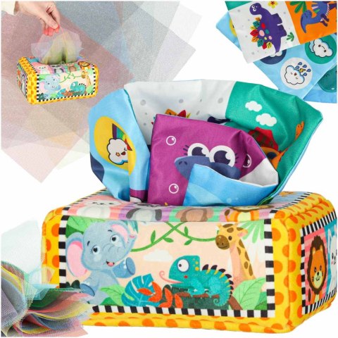 SORTER SENSORYCZNY PUDEŁKO Z CHUSTECZKAMI MONTESSORI PLUSZOWE CYFRY LITERY