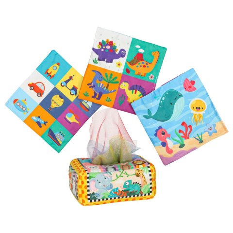 SORTER SENSORYCZNY PUDEŁKO Z CHUSTECZKAMI MONTESSORI PLUSZOWE CYFRY LITERY