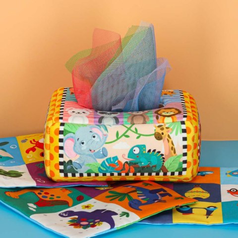 SORTER SENSORYCZNY PUDEŁKO Z CHUSTECZKAMI MONTESSORI PLUSZOWE CYFRY LITERY