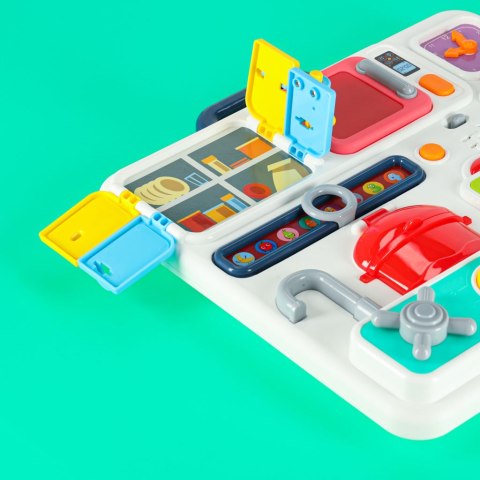 TABLICA SENSORYCZNA MANIPULACYJNA MONTESSORI KUCHNIA ZEGAR ŚWIATŁO DŹWIĘKI TABLICA SENSORYCZNA MANIPULACYJNA MONTESSORI KUCHNIA ZEGAR ŚWIATŁO DŹWIĘKI