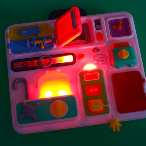 TABLICA SENSORYCZNA MANIPULACYJNA MONTESSORI KUCHNIA ZEGAR ŚWIATŁO DŹWIĘKI TABLICA SENSORYCZNA MANIPULACYJNA MONTESSORI KUCHNIA ZEGAR ŚWIATŁO DŹWIĘKI