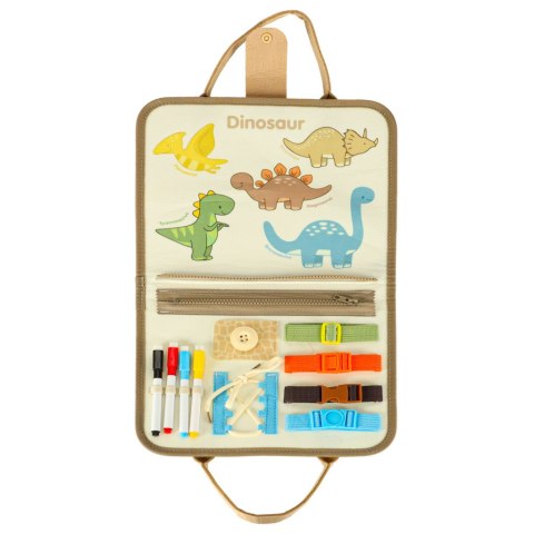 TABLICA MANIPULACYJNA SENSORYCZNA DLA DZIECI MONTESSORI WALIZKA DINOZAURY TABLICA MANIPULACYJNA SENSORYCZNA DLA DZIECI MONTESSORI WALIZKA DINOZAURY