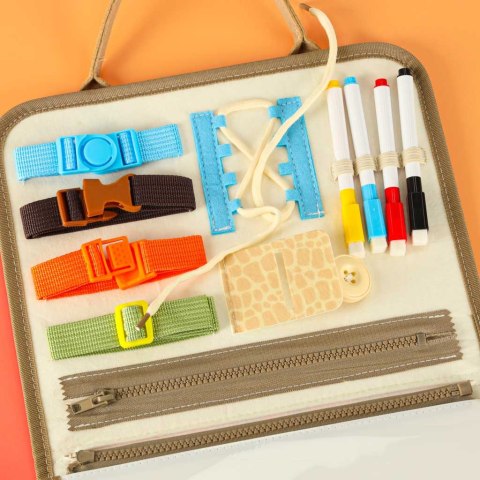 TABLICA MANIPULACYJNA SENSORYCZNA DLA DZIECI MONTESSORI WALIZKA DINOZAURY TABLICA MANIPULACYJNA SENSORYCZNA DLA DZIECI MONTESSORI WALIZKA DINOZAURY