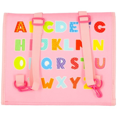 TABLICA MANIPULACYJNA SENSORYCZNA DLA DZIECI MONTESSORI WALIZKA PLECAK RÓŻOWY TABLICA MANIPULACYJNA SENSORYCZNA DLA DZIECI MONTESSORI WALIZKA PLECAK RÓŻOWY