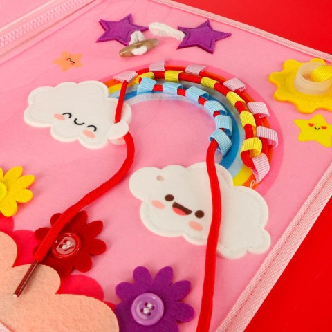 TABLICA MANIPULACYJNA SENSORYCZNA DLA DZIECI MONTESSORI WALIZKA PLECAK RÓŻOWY TABLICA MANIPULACYJNA SENSORYCZNA DLA DZIECI MONTESSORI WALIZKA PLECAK RÓŻOWY