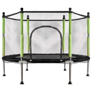 MAŁA TRAMPOLINA OGRODOWA DLA DZIECI SIATKA 140CM 10 PIŁEK 6 NÓŻEK ZIELONA