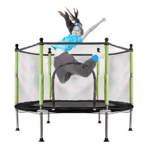 MAŁA TRAMPOLINA OGRODOWA DLA DZIECI SIATKA 140CM 10 PIŁEK 6 NÓŻEK ZIELONA