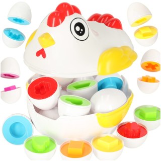 SORTER EDUKACYJNY KURA Z JAJKAMI DOPASUJ KSZTAŁTY KOLORY PUZZLE UKŁADANKA