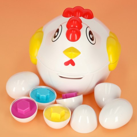 SORTER EDUKACYJNY KURA Z JAJKAMI DOPASUJ KSZTAŁTY KOLORY PUZZLE UKŁADANKA