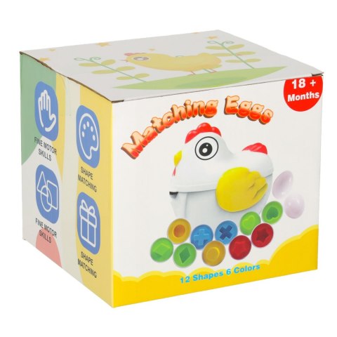 SORTER EDUKACYJNY KURA Z JAJKAMI DOPASUJ KSZTAŁTY KOLORY PUZZLE UKŁADANKA