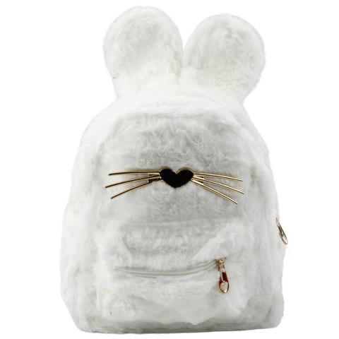 Plecak Dziecięcy Futrzany Pluszowy Uszy Nos Wąsy Królika Biały 3L 22cm Plecak Dziecięcy Futrzany Pluszowy Uszy Nos Wąsy Królika Biały 3L 22cm