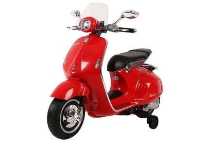 SKUTER MOTOR NA AKUMULATOR DLA DZIECKA VESPA GTS 300 2X45W SKÓRA LED MP3