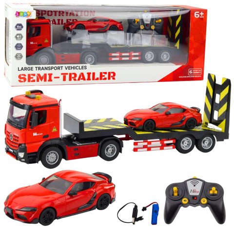 Zestaw Laweta Zdalnie Sterowana RC Auto Sportowe Osobowe Czerwone 1:16 Zestaw Laweta Zdalnie Sterowana RC Auto Sportowe Osobowe Czerwone 1:16