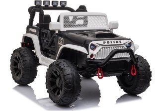 AUTO NA AKUMULATOR DŻIP JEEP POLICJA DLA DZIECKA JC666 2X200W PILOT LED EVA SKÓRA MP3