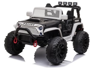 AUTO NA AKUMULATOR DŻIP JEEP POLICJA DLA DZIECKA JC666 2X200W PILOT LED EVA SKÓRA MP3