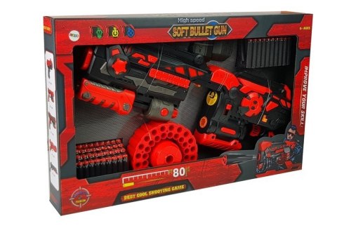 DUŻY KARABIN PISTOLET NA PIANKOWE NABOJE OBROTOWY MAGAZYNEK 80 NABOI 59CM DUŻY KARABIN PISTOLET NA PIANKOWE NABOJE OBROTOWY MAGAZYNEK 80 NABOI 59CM