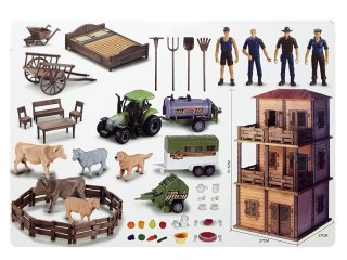 DUŻY ZESTAW FIGUREK FARMA DO ZŁOŻENIA ZWIERZĘTA TRAKTOR ZAGRODA DUZY DOM DIY