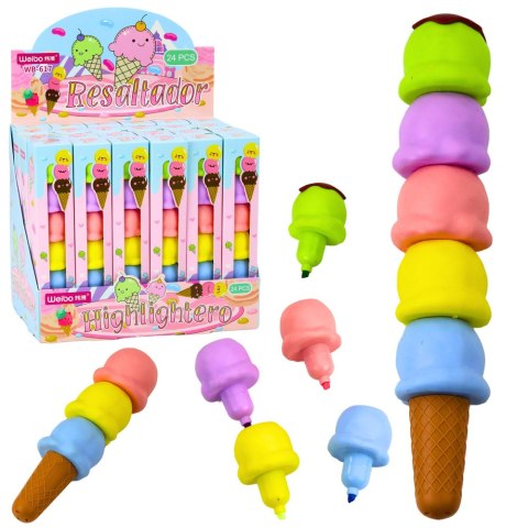 Lody W Rożku Gałki Lodów Zakreślacze 5 Kolorów Pastelowe 18cm Lody W Rożku Gałki Lodów Zakreślacze 5 Kolorów Pastelowe 18cm