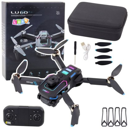DRON ZDALNIE STEROWANY RC LU60 PODWÓJNA KAMERA HD LED 360 PILOT APLIKACJA