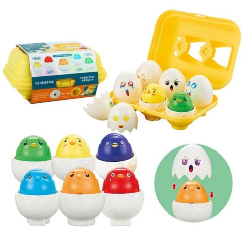 WOOPIE Układanka Sorter Montessori Dopasuj Kształty Wesołe Kurczaczki Jajka 6szt WOOPIE Układanka Sorter Montessori Dopasuj Kształty Wesołe Kurczaczki Jajka 6szt